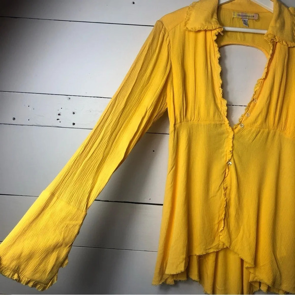 Urban Outfitters Lenna Open-Back Babydoll Top in Yellow Size Small - Picture 5 of 12